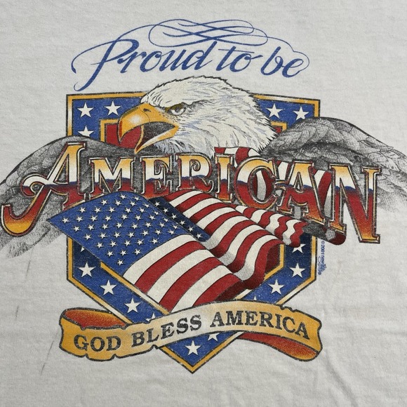 Vintage 1990s Usa American Eagle Proud To Be An American T-Shirt XLarge - Picture 2 of 14
